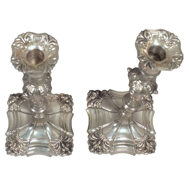 Pair of English Sterling Silver Candlesticks In Excellent Condition In Los Angeles, CA