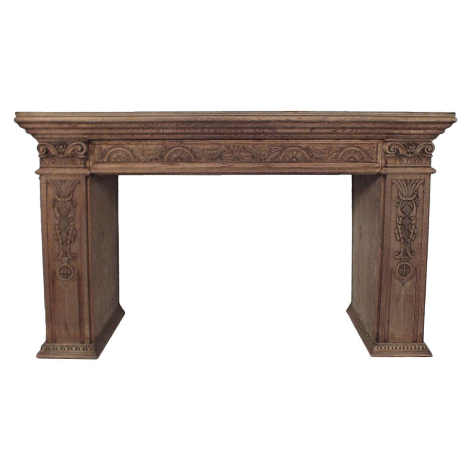 Early 1900s Carved Wood Mantle