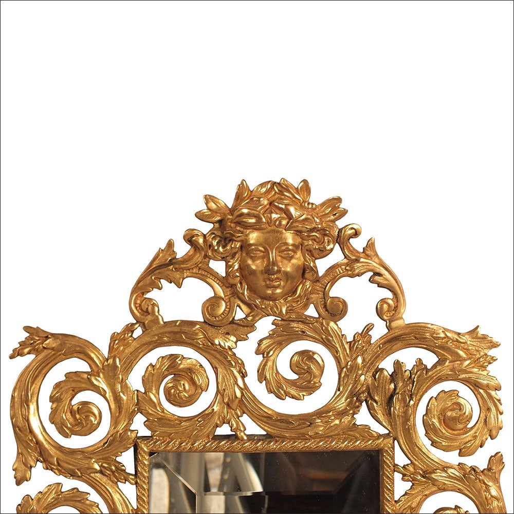 Pair of French Empire-style Gold Plated Bronze Wall Mirrors In Excellent Condition In Los Angeles, CA