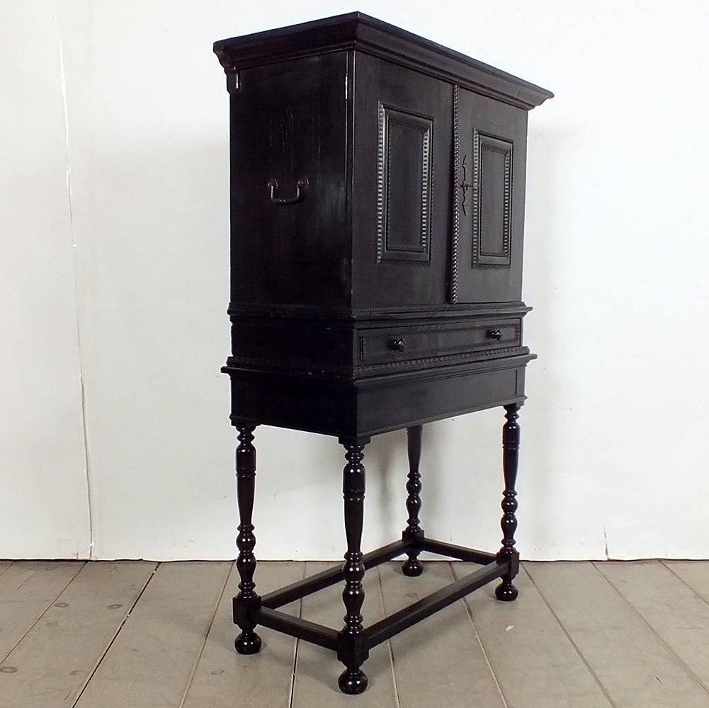 19th Century Dutch Ebonized Apothecary Cabinet with Stand 2