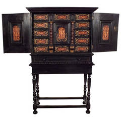 19th Century Dutch Ebonized Apothecary Cabinet with Stand