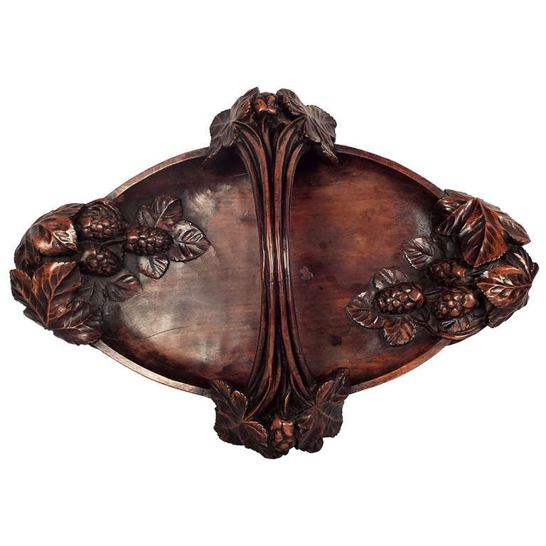 Art Nouveau Style HandCarved Fruit Basket at 1stdibs