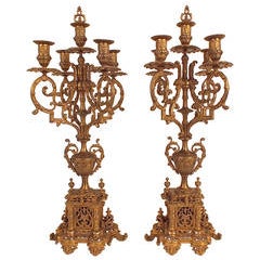 Pair of 19th Century Bronze Louis XVI Gilt Bronze Candelabras 10