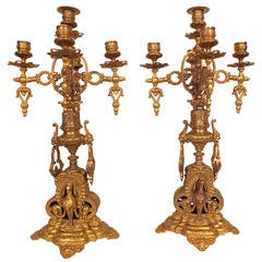 Pair of Louis XVI Candelabras, Gold Plated 7