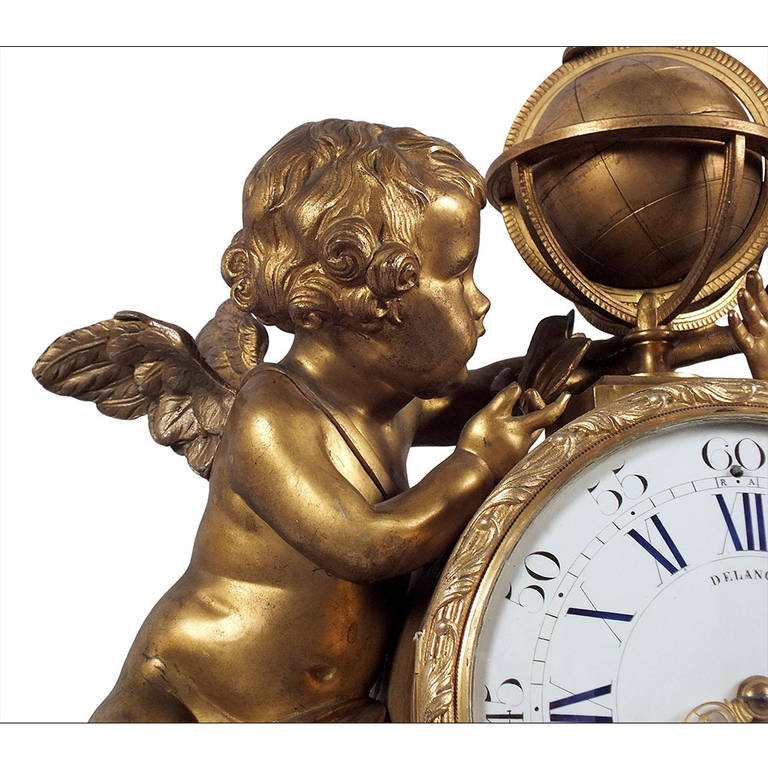 Louis XVI 19th Century French Bronze Mantle Clock 