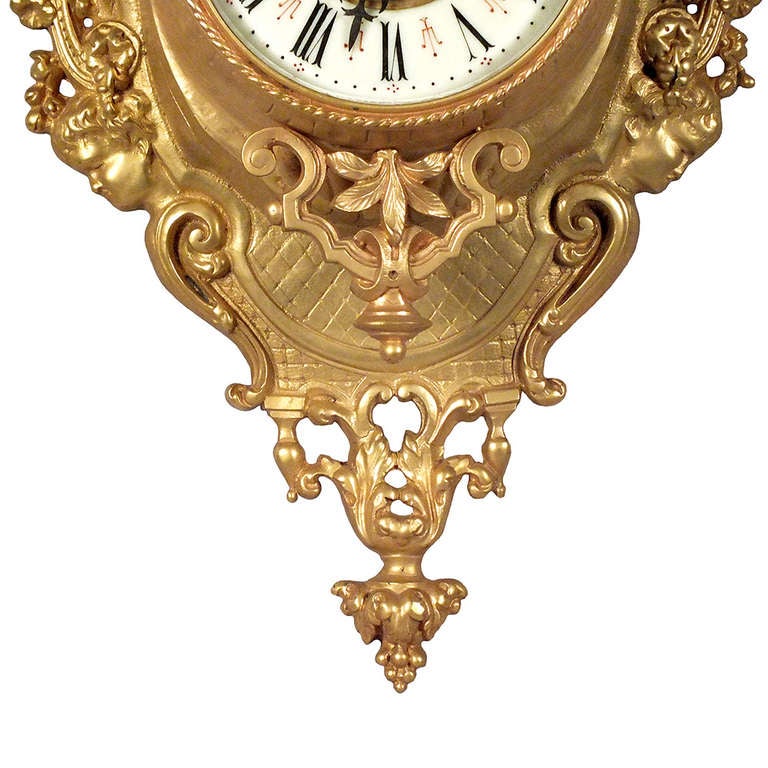 Louis XVI Style Gold Plated Wall Clock