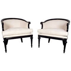 Pair of Vintage 1960s Hollywood Regency-Style Bergeres/Armchairs