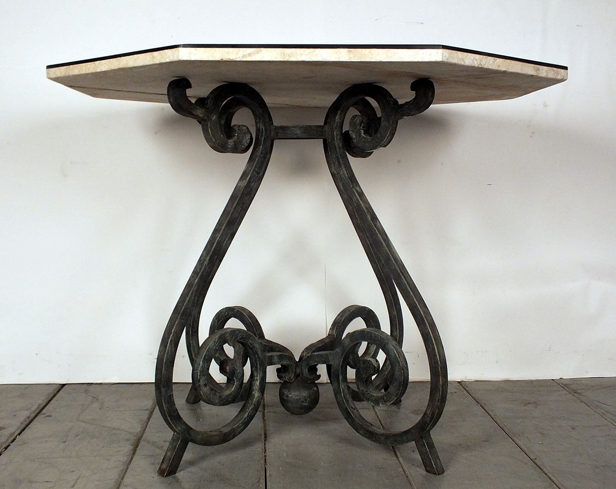 Other Vintage Italian Iron and Marble Patio Table