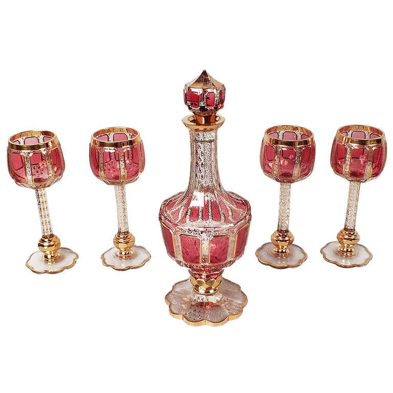 Moser Bohemian Decanter Set at 1stdibs