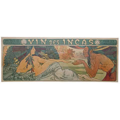 Antique VIN des INCAS Original Art Nouveau Lithograph by Alphonse Mucha