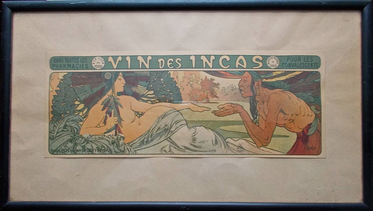 VIN des INCAS Original Art Nouveau Lithograph by Alphonse Mucha
