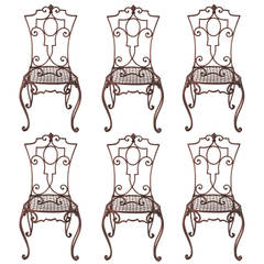 Jean-Charles Moreux painted Wrought Iron Chairs SET OF 6