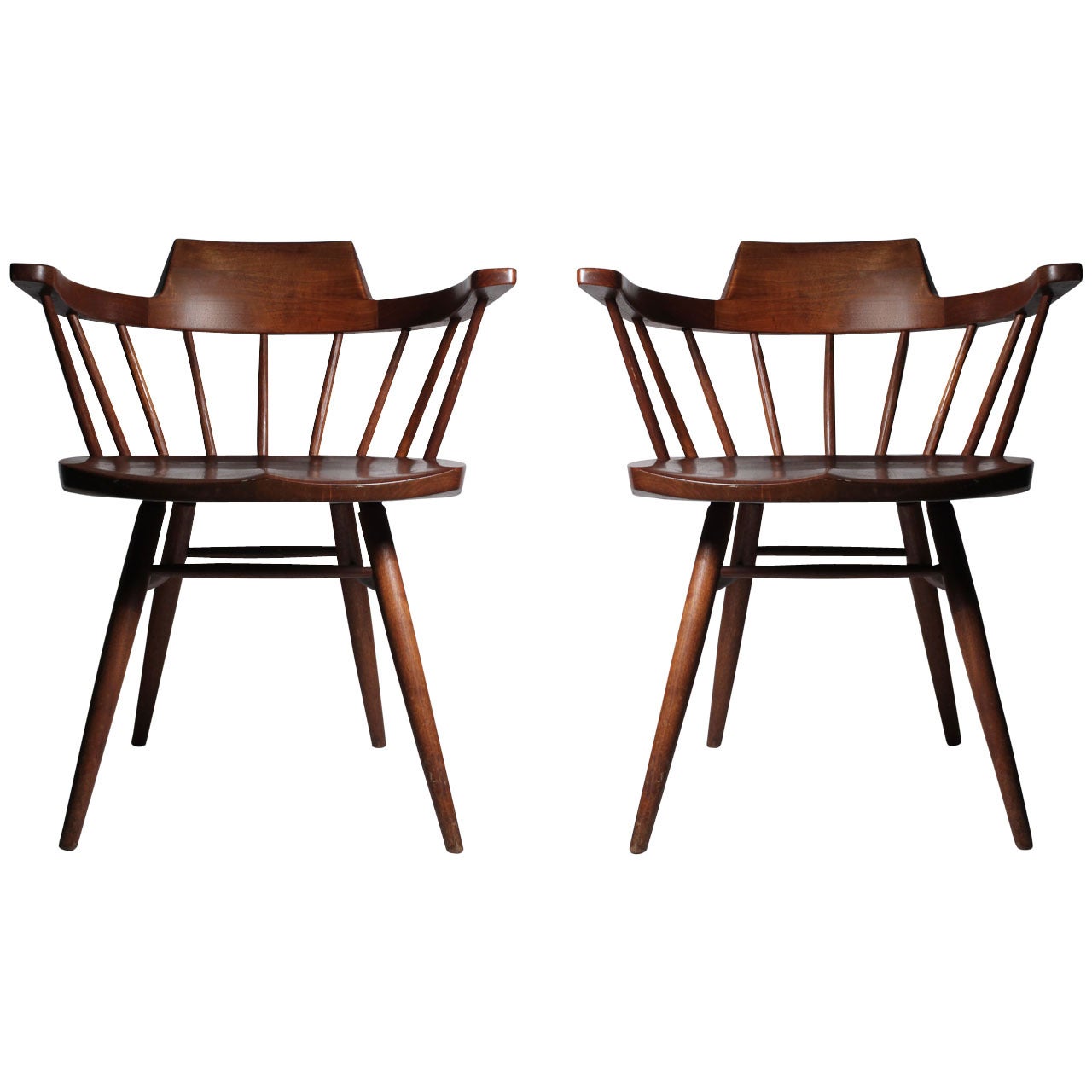 Pair Of Studio Nakashima Captains Chairs (4 Available)