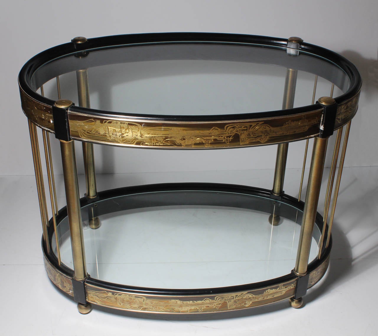 American Pair of Hollywood Regency Mastercraft End Tables by Bernard Rohne For Sale