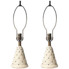 Pair of Petite Leather wrapped Table Lamps