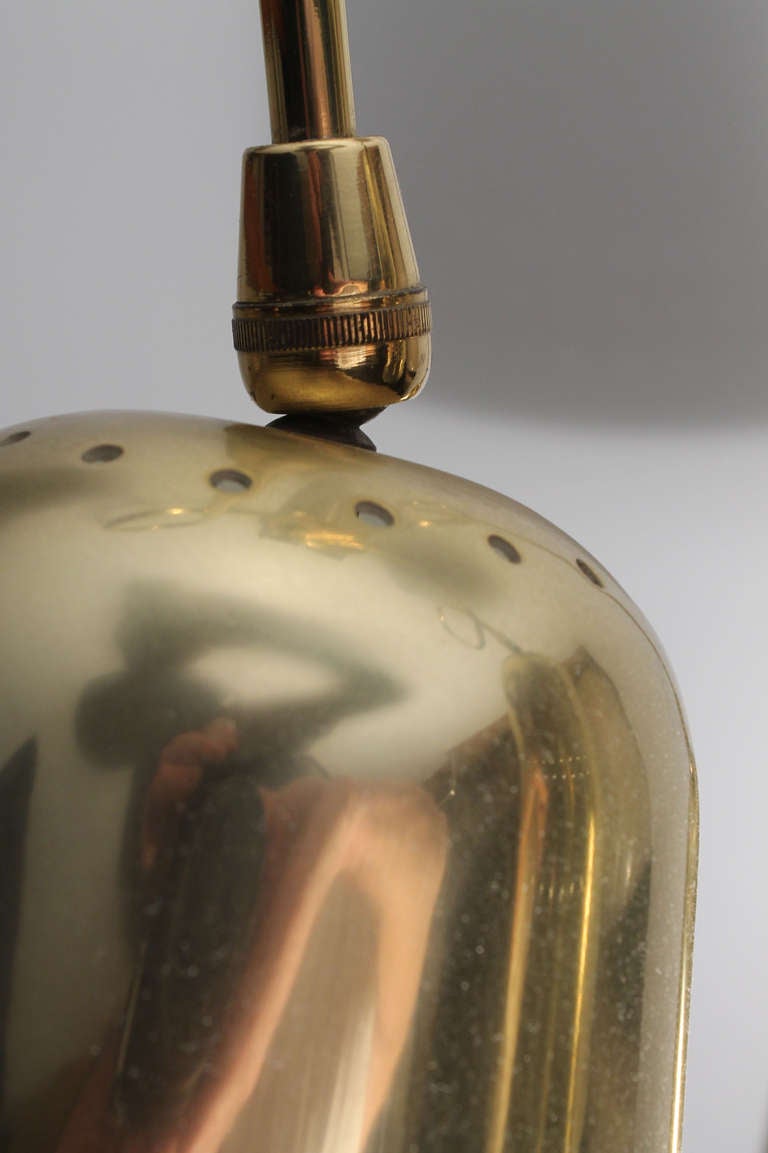 Vintage Brass Triple Pendant Lamp Chandelier in Style of Tynell for Lightolier 2