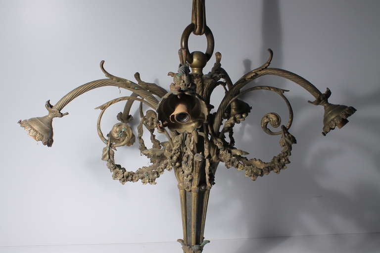 French Bronze Chandelier Lamp Fixture 1