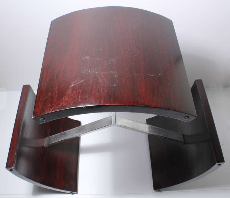 American Radius Coffee Table, Dark Red, Milo Baughman Style