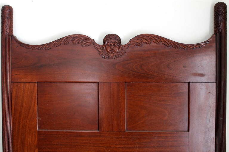 American Renaissance Carved Mahogany Acanthus & Putti Antique Bed 3
