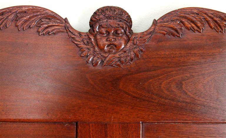 Beaux Arts American Renaissance Carved Mahogany Acanthus & Putti Antique Bed