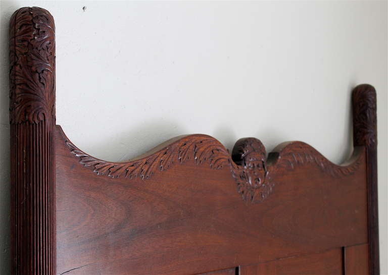 American Renaissance Carved Mahogany Acanthus & Putti Antique Bed 4