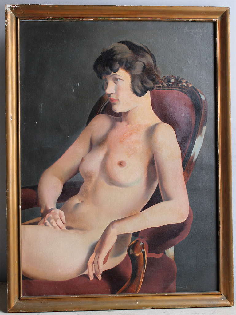 Goerg Kirsta 1927 Nude Art Deco Portrait, manner of Tamara de Lempicka