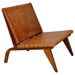 Rare Edward Durell Stone Fulbright Industries Oak Lounge Chair, 1945
