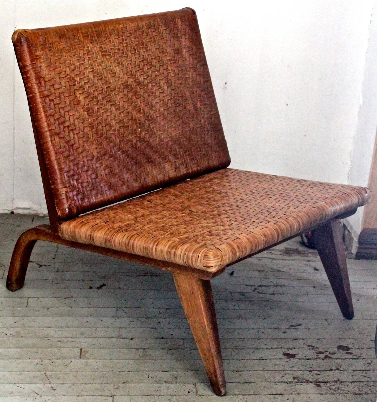 Seltener Edward Durell Stone Fulbright Industries Eichenholz-Sessel:: 1945