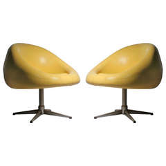Retro Pair of Overman Yellow 1970's POD Chairs