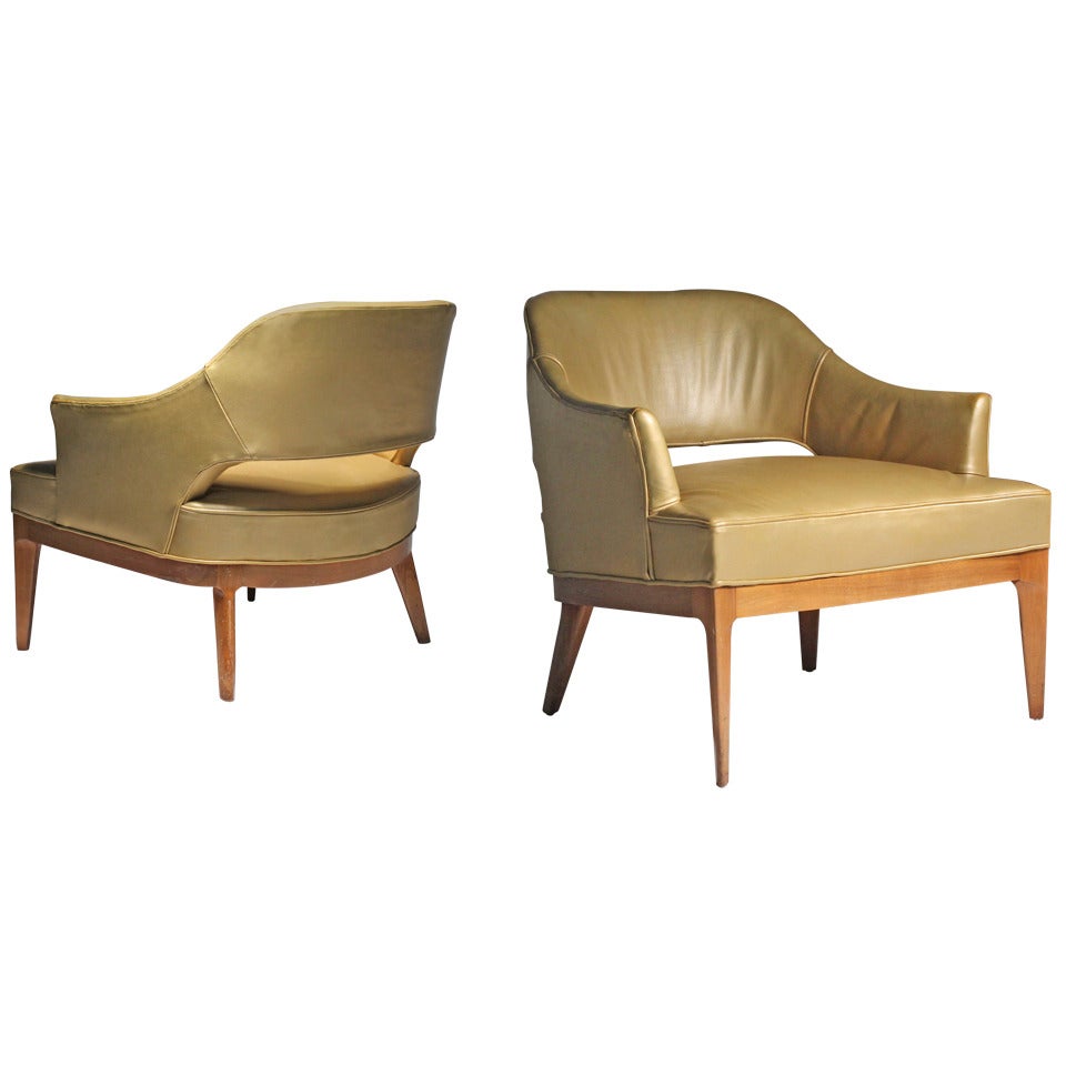Pair of Swank Designer Low Vintage Lounge Chairs by Erwin Lambeth