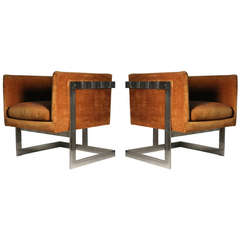 Milo Baughman Cube Club Chairs for Thayer Coggin