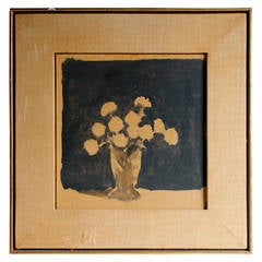 Robert Kulicke Oil on Paper, "Flowers in a Vase"