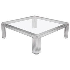Karl Springer style Square Lucite Coffee Table