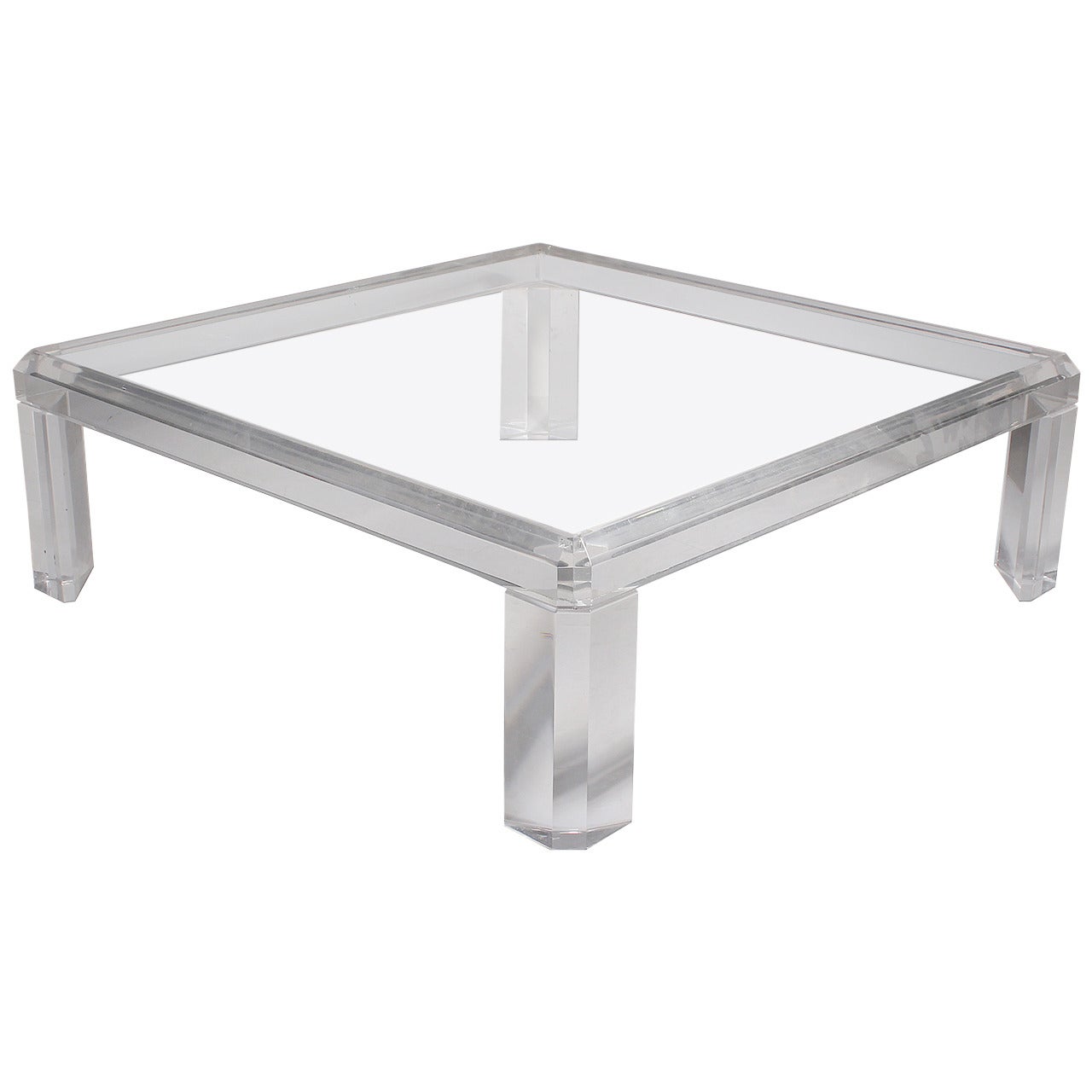 Karl Springer style Square Lucite Coffee Table