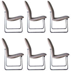 Set of 6 Milo Baughman Chrome Strap Dining Chairs