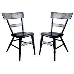 Pair of 1820's Baltimore Painted and Decorated Side Chairs