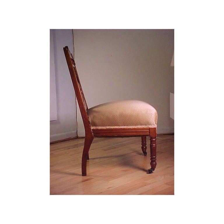 Aesthetic Movement Early Aesthetic American Renaissance Ball and Stick Slipper Chair Davenport
