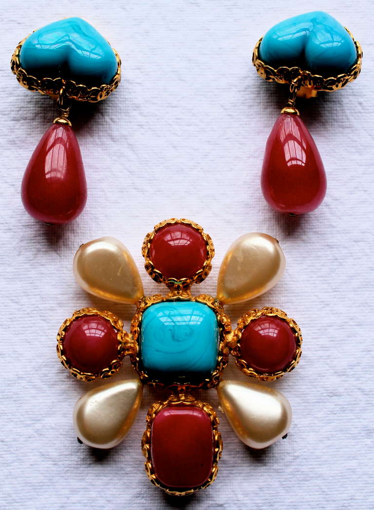 Chanel Brooch and Earrings Set