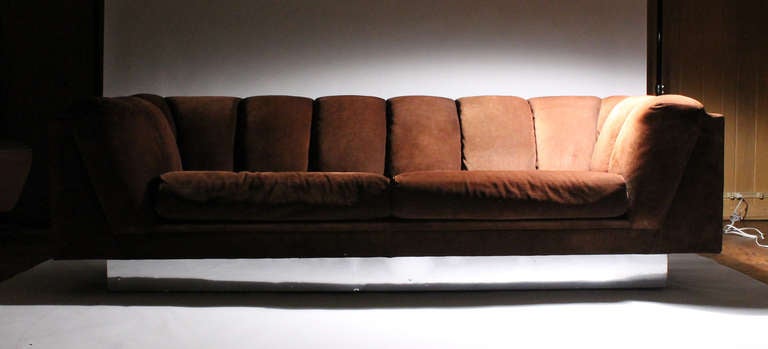 Mid-Century Modern Pair of Suede 1970's Sofas by Jules Heumann for METRO manner of Milo Baughman