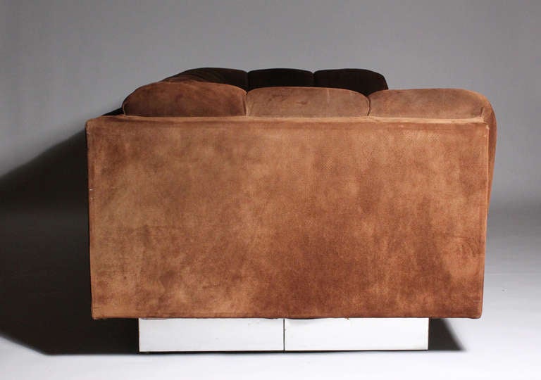 20th Century Pair of Suede 1970's Sofas by Jules Heumann for METRO manner of Milo Baughman