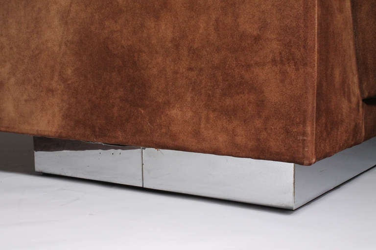 Pair of Suede 1970's Sofas by Jules Heumann for METRO manner of Milo Baughman 1