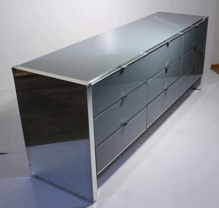 Mid-Century Modern Ello Chrome Dresser Sideboard Cabinet - milo baughman / paul evans style