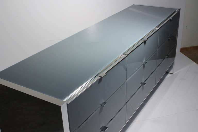 Ello Chrome Dresser Sideboard Cabinet - milo baughman / paul evans style In Good Condition In Chicago, IL