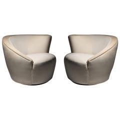 Pair of Vladimir Kagan Nautilus Swivel Chairs