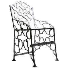 Rare PETITE "Cottage" Faux Bois Cast Iron Garden Chair by FISKE 2