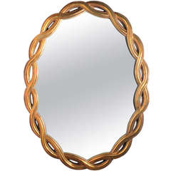 Hollywood Regency rope Weave Design Wall Mirror with Gilt Finish, La Barge Style
