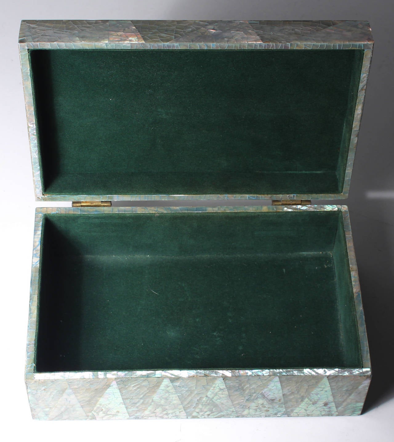 Mid-Century Modern Pair of Vintage Crackled Abalone Jewelry Boxes
