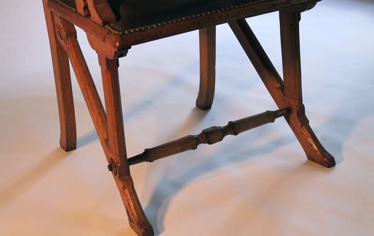 19th c. Aesthetic Movement Oak Armchair