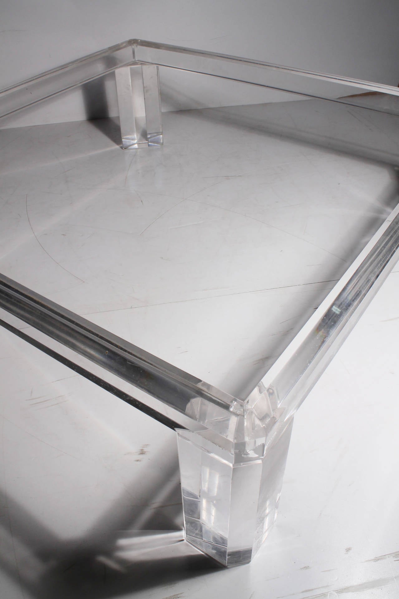 Karl Springer style Square Lucite Coffee Table In Good Condition In Chicago, IL