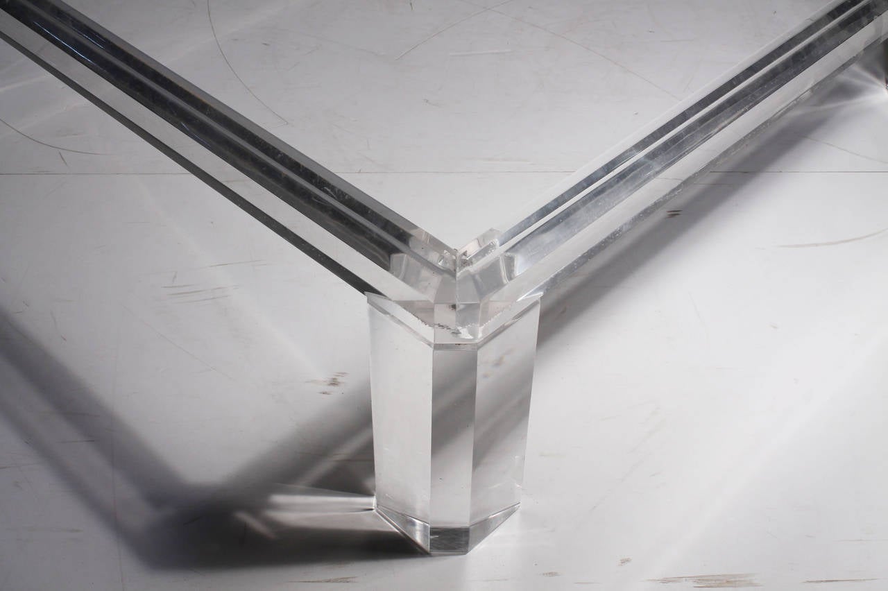 20th Century Karl Springer style Square Lucite Coffee Table